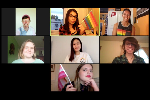 The BU Queer Activist Collective executive board during a Zoom meeting.