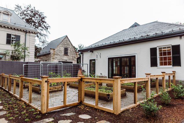 A photo of the garden space at the new BU Children's Center