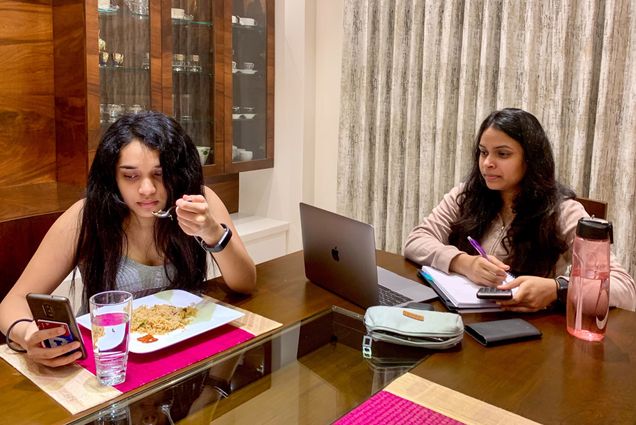 A photo of Saanchitha Kottige working from home