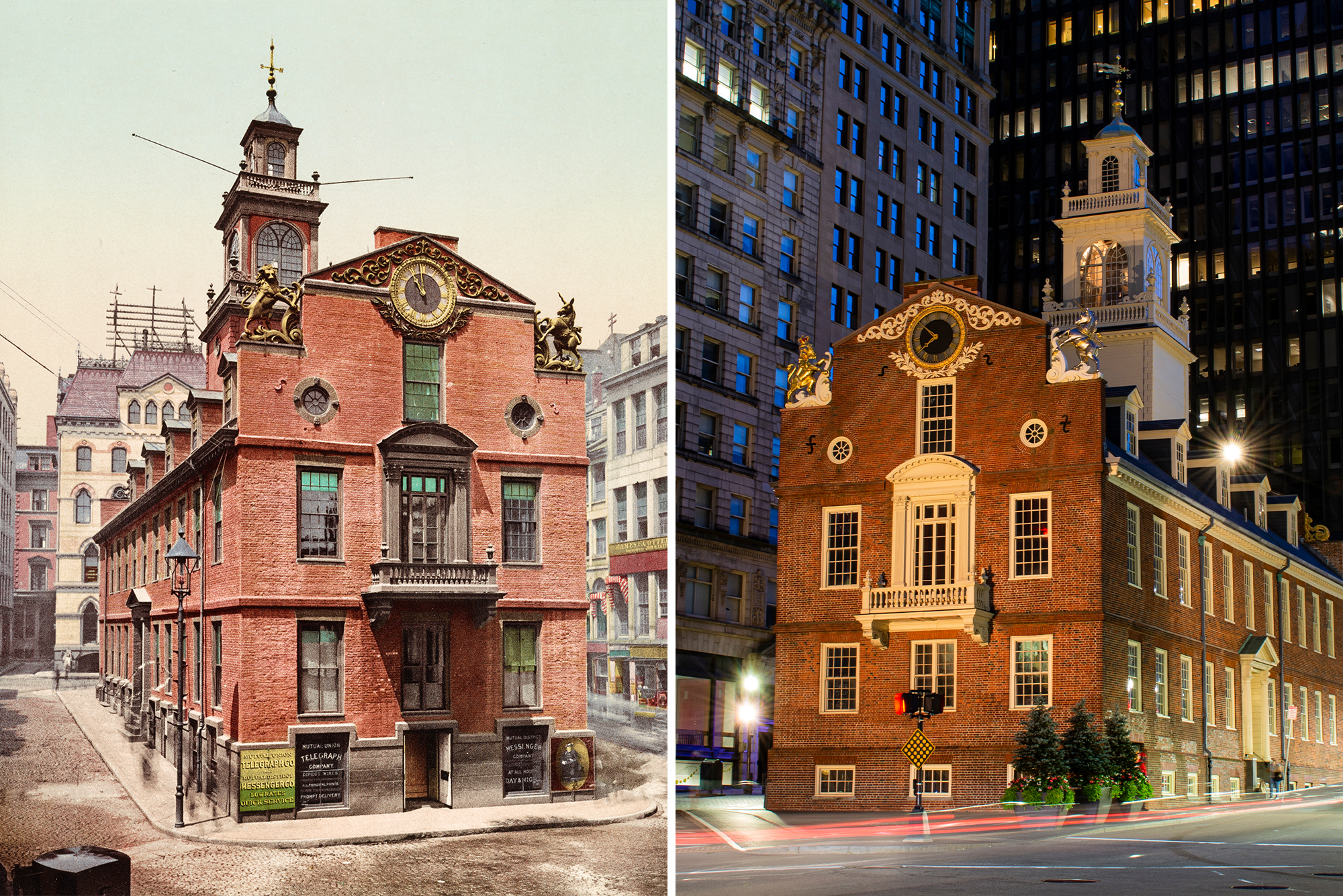 A photo of the Old State House in Boston