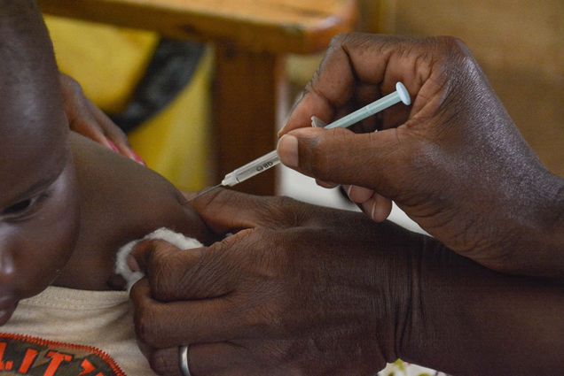 A child gets a malaria vaccination at Yala Sub-County hospital, in Yala, Kenya