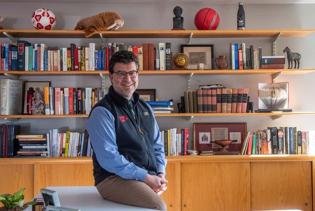 Photo of Boston University Academy head of school, Chris Kolovos in his office.