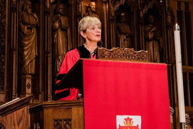 Marylou Sudders, speaker at the 2022 Boston University Baccalaureate Service at Marsh Chapel on May 22. Photo by Natasha Moustache