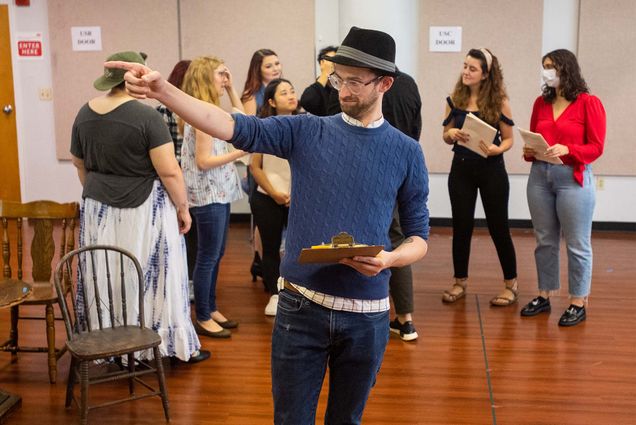 Andrew Bearden Brown (CFA’22) plays the Stage Manager in Our Town, an opera based on Thornton Wilder’s Pulitzer-winning play, one of this year’s Fringe Festival offerings. Our Town runs Friday, October 28, and Saturday, October 29, in the CFA Concert Hall. Photo by Cydney Scott