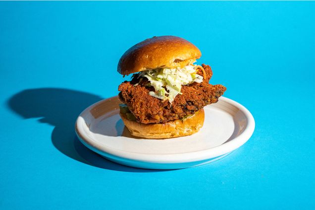 The hot fried chicken sandwich at Hot Chix Boston. Photo courtesy of Hot Chix Boston