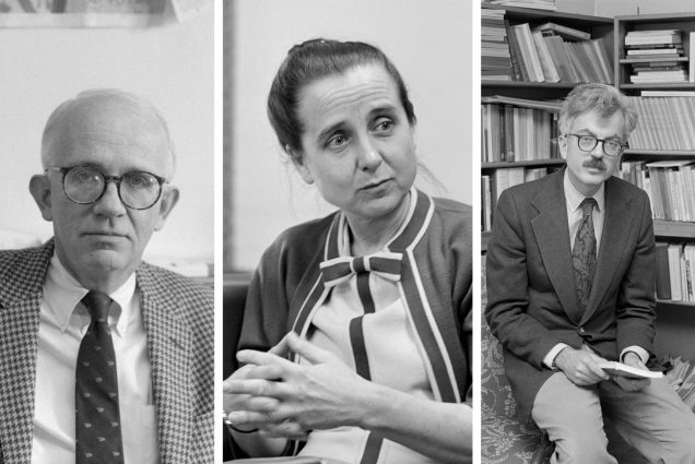 Left to right, a photo of Pardee's Walter D. Connor, CAS' Paule Verdet and David A. Wagenknecht (CAS'62, GRS'64)