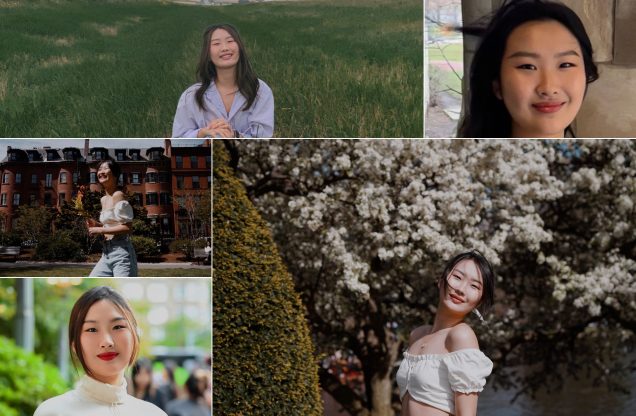 A series of five photos featuring Rachel Li a Boston University business student in the class of 2024