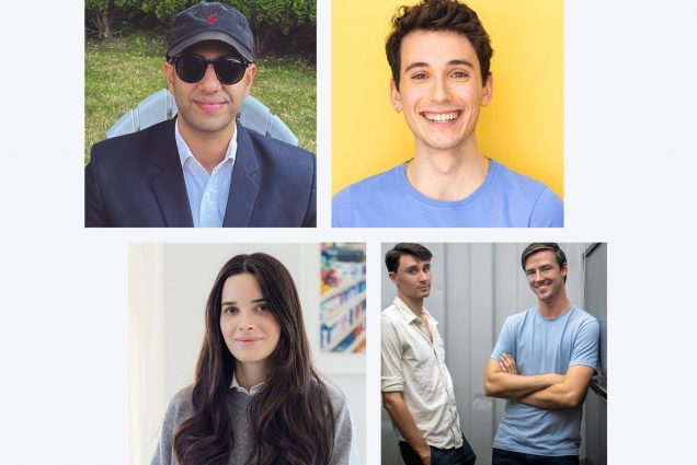 [Clockwise From Bottom Left] Olivia Davis (COM’15), Atri Raychowdhury (ENG’15), Julian Shapiro-Barnum (CFA’21), and Austin Briggs and Justin Fiaschetti, who both studied engineering at BU, made Forbes ‘30 Under 30’ list for 2023. Photos courtesy Forbes.