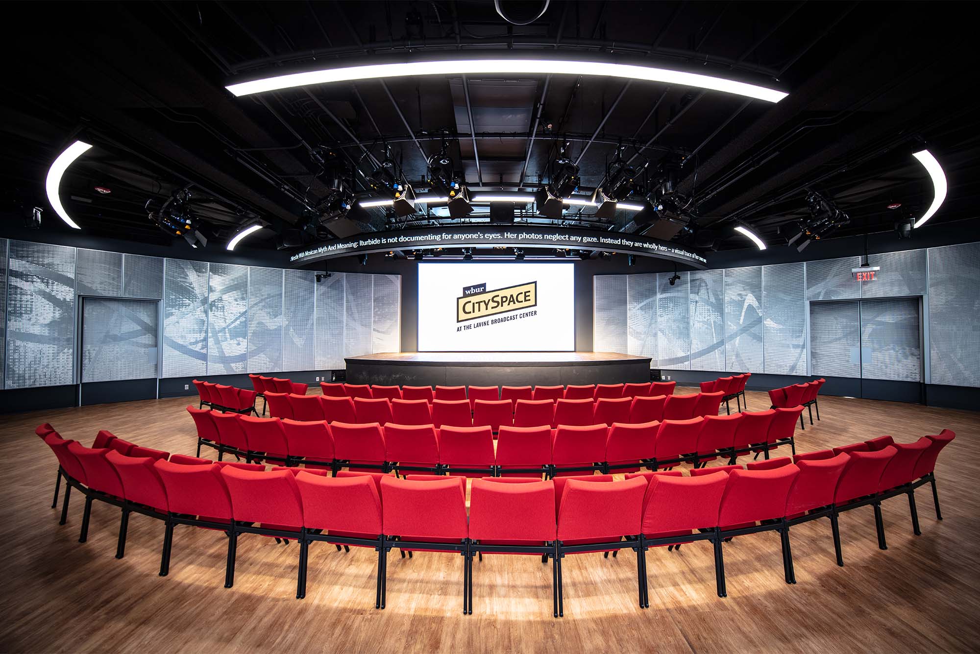 1/24/2019 - Boston, Massachusetts. WBUR's CitySpace, the station's newly built venue for public events and arts performances. Photo by Conor Doherty for Boston University Photography.