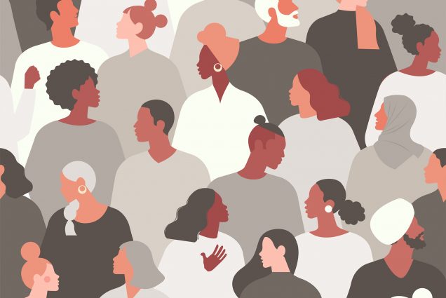Image: Vector illustration showing a sea of people of various ethnicities and races are shown in a pattern. Illustration used to show antiracism.