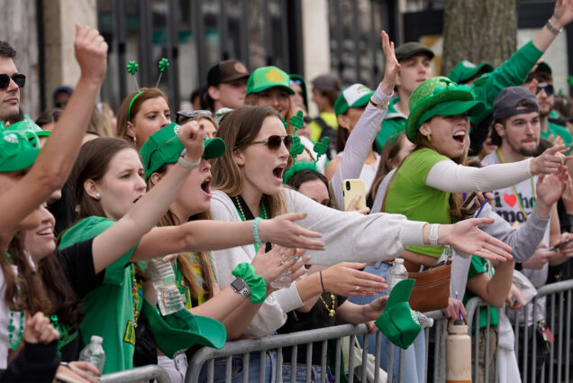 Photo: People celebrating St Patrick's day in Boston at the annual parade