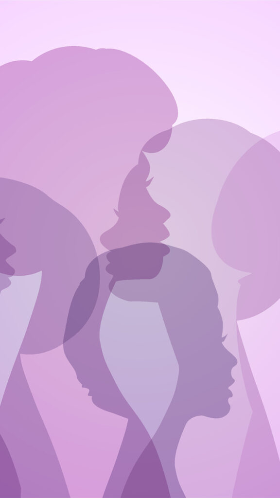 Image: Multiple silhouettes of women profiles
