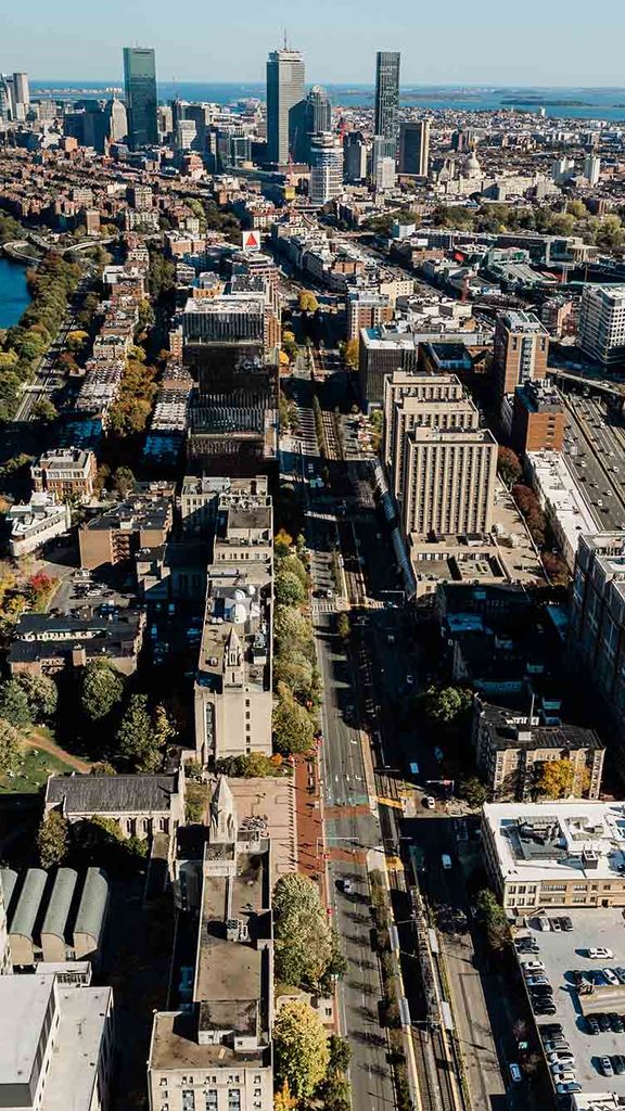 Photo: Aerial photo of BU's Charles River campus.