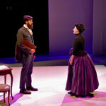 Photo: Keith Robinson (CFA’24) and Sarah Coleman (CFA’24) star as George and Dot in the College of Fine Arts School of Theatre’s production of Stephen Sondheim’s Pulitzer Prize-winning musical Sunday in the Park with George, which runs from April 25-28 at the Joan and Edgar Booth Theatre. Photo by Katie Nelson