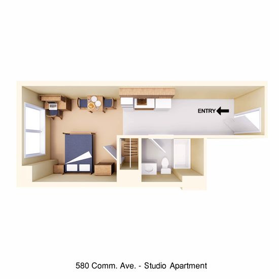 580 Comm Ave - Studio Apartment B