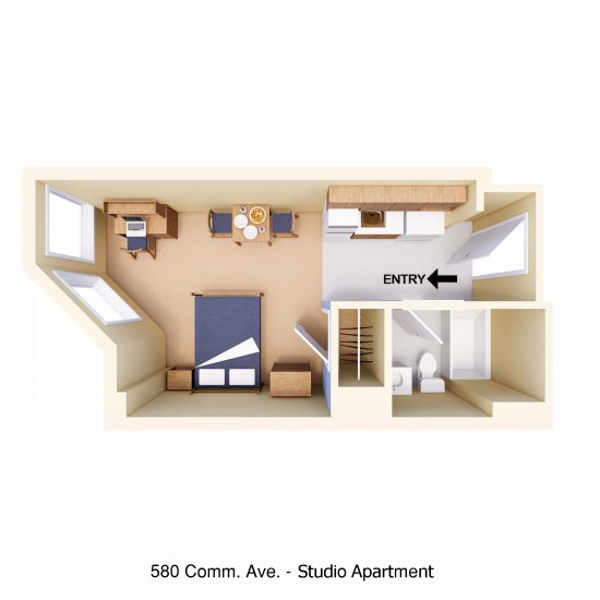 580 Comm Ave - Studio Apartment C