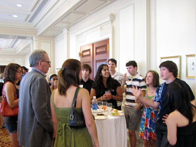 Provosts-Welcome-Reception-8.31 KHC students chat with our Director, Charles Dellheim (Fall 2010)