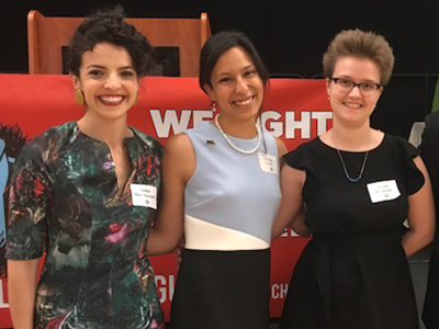 NLG award winners Nadia Ben-Youssef, Jasmine Gomez ('16), and Nicole Holbrook ('18).