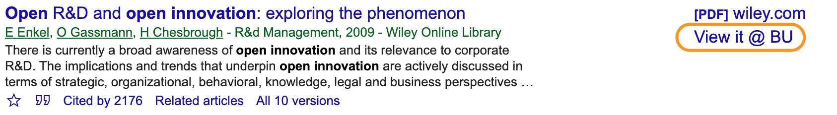 google scholar view it links