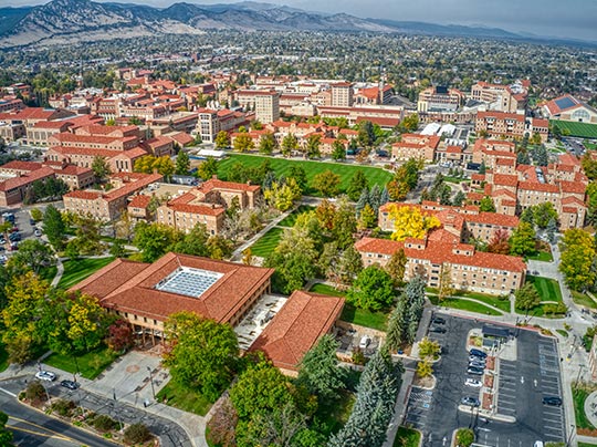 Aerial view of University of Colorado Boulder