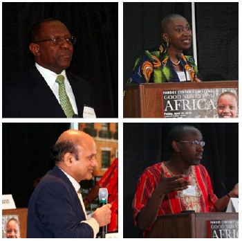 Amb. Kaire Mbuende of Namibia, Prof. Oyeronke Oyewumi, Prof. Vijay Mahajan and Dr. Julius Kariuki.