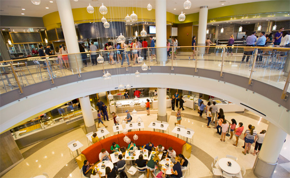 There’s also the new two-story dining room, called the Fresh Food Company at Marciano Commons.