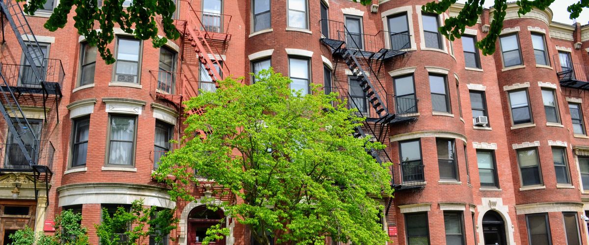 A row of brownstones in South Campus