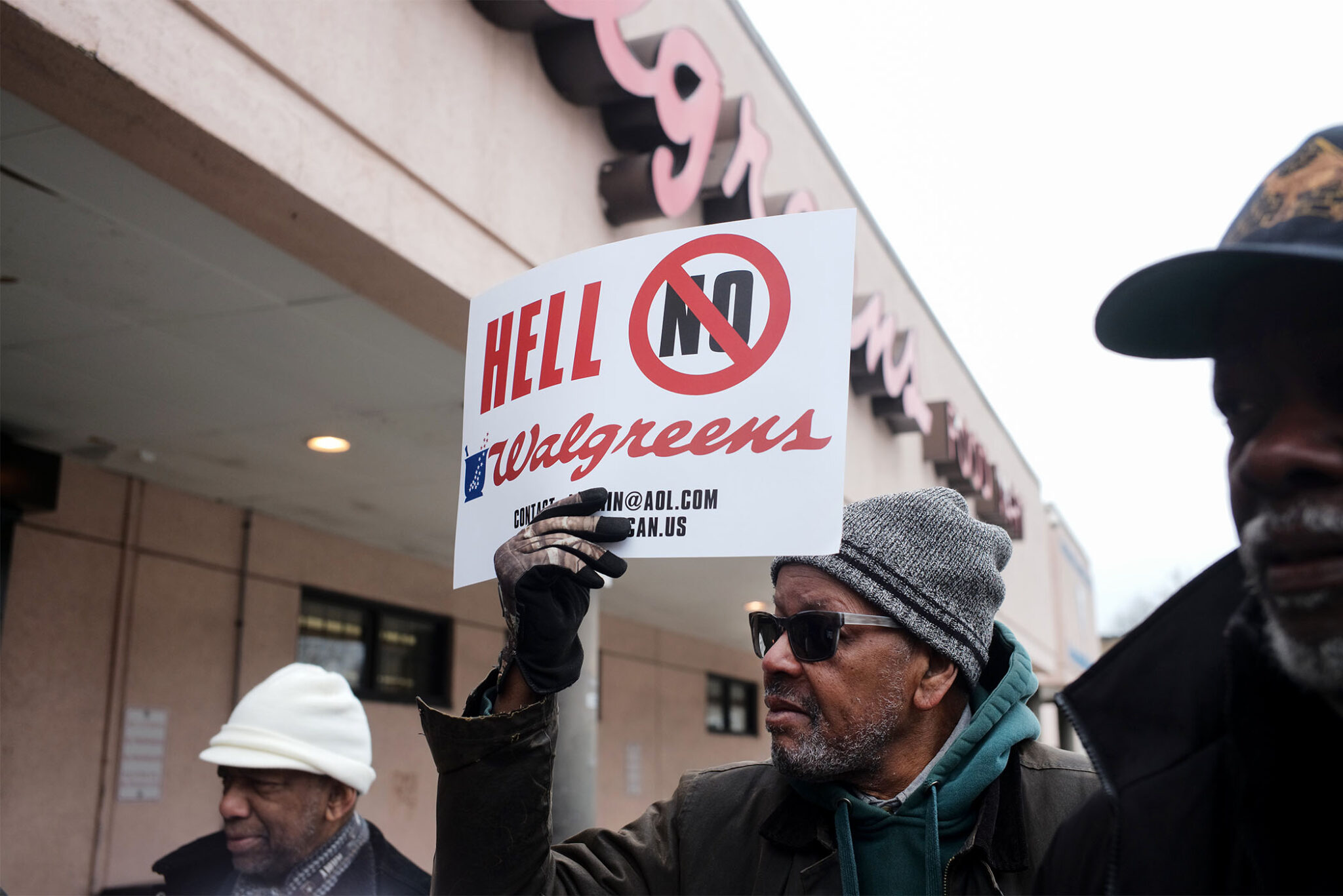 People protesting Walgreens