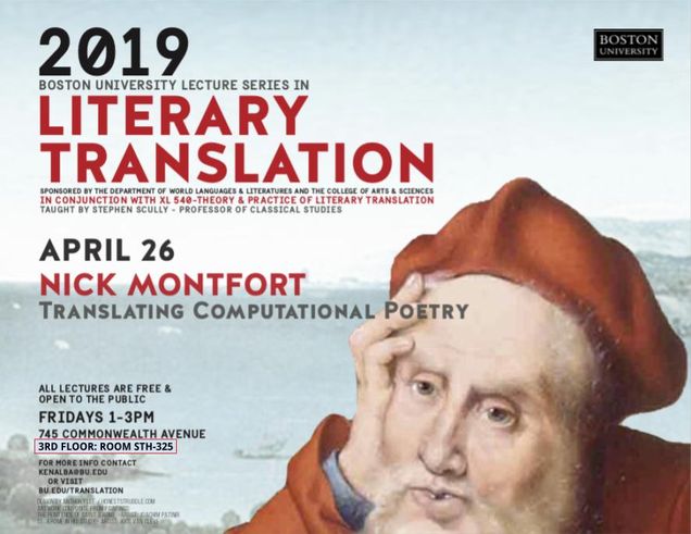 Flyer on April 26 Literary Translation Seminar