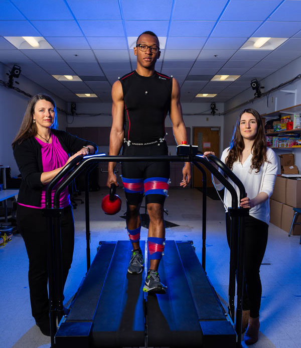 Kerri Graber (’17,’19), a former track athlete, wanted to understand how the body works. She found a home in Cara Lewis’ (left) Human Adaptation Lab. Photos by Michael D. Spencer