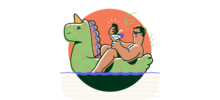 Illustration of a man relaxing on a pool float