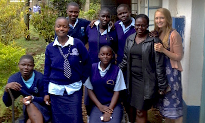 Sarah Stevens ('15), right, with Maureen Odour and girls from Jera Mixed.
