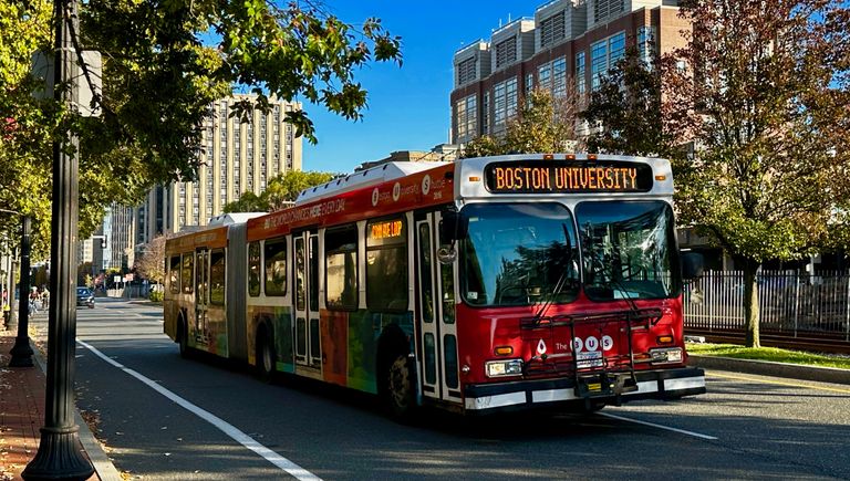 BU Bus on Comm Ave