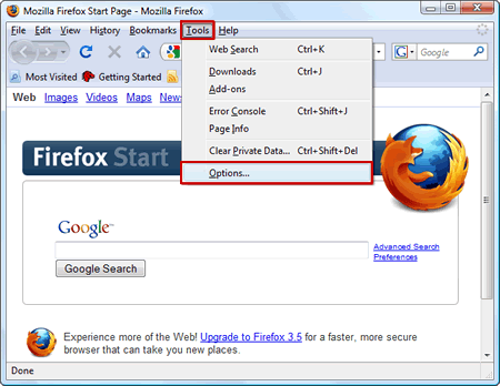 Mozilla Firefox Start Page