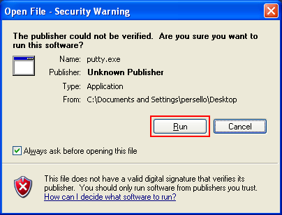 putty security warning