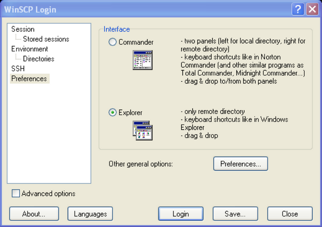 dual control pane of winscp for mac
