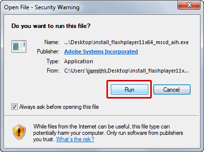 Adobe Flash install
