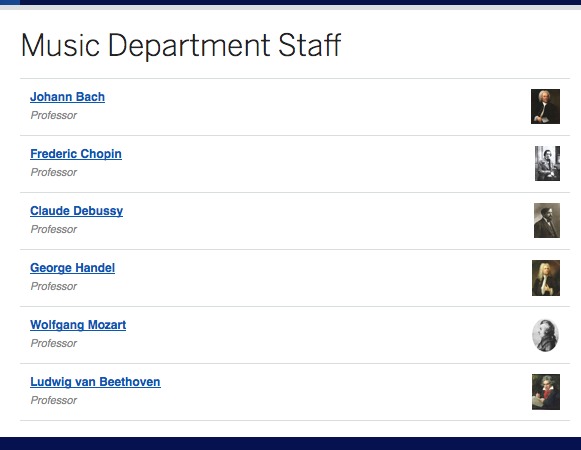 The basic format for Profile lists.