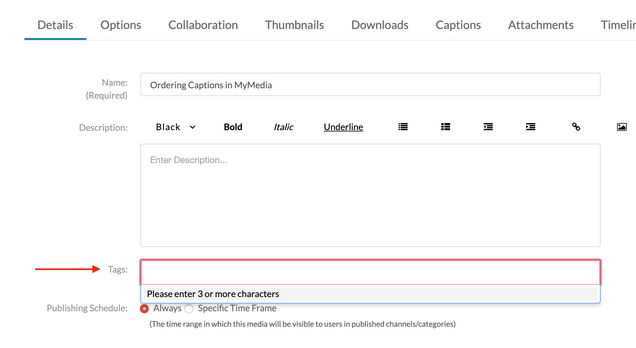 Adding tags to MyMedia videos