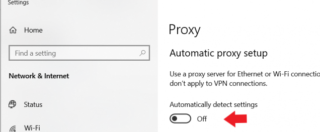 Click the toggle to turn off the proxy.