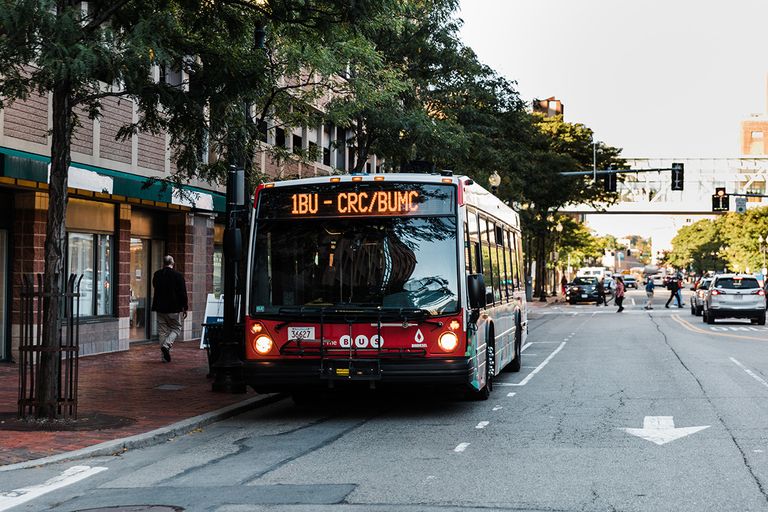 BU Bus at Bus stop