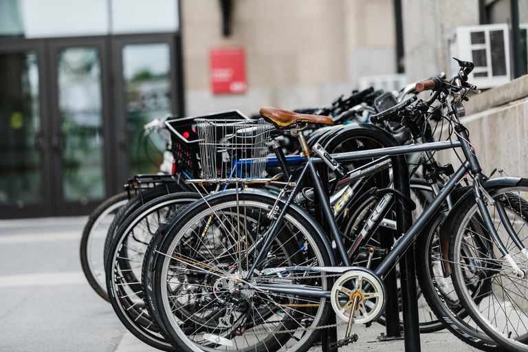 Row of bicycles in a rack