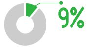 Pie chart showing 9%