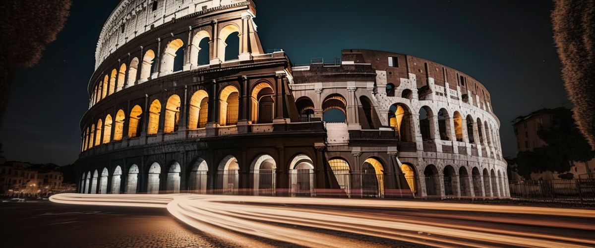 illustration, long exposure of colosseum rome italy