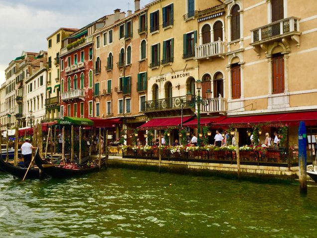 view of hotel marconi from the canal in venice
