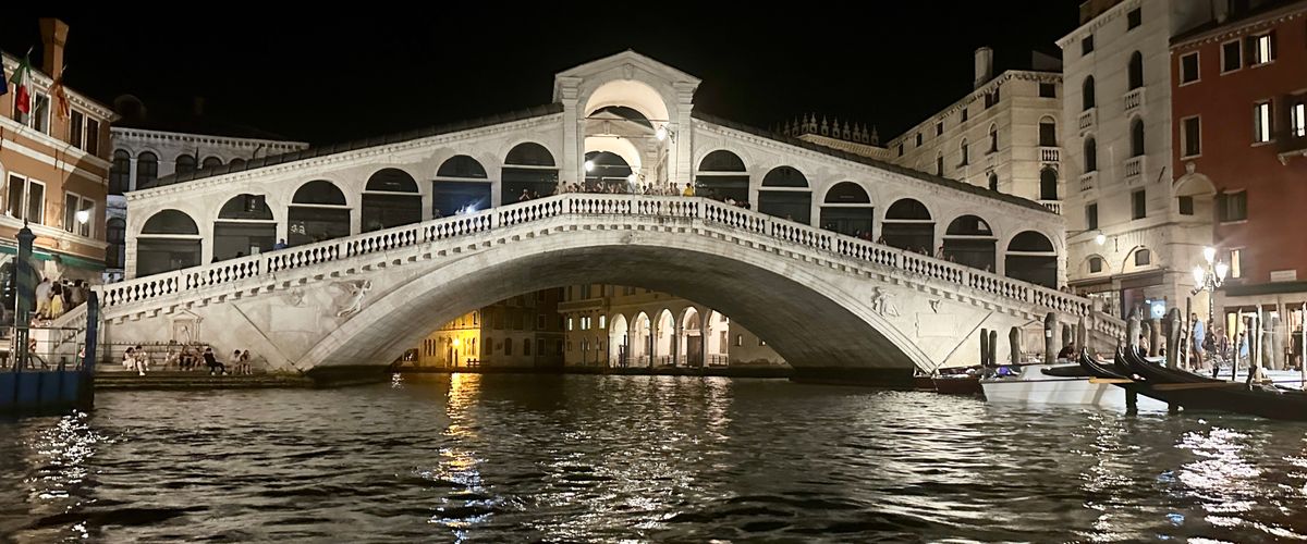 Bridge in venice italy at night