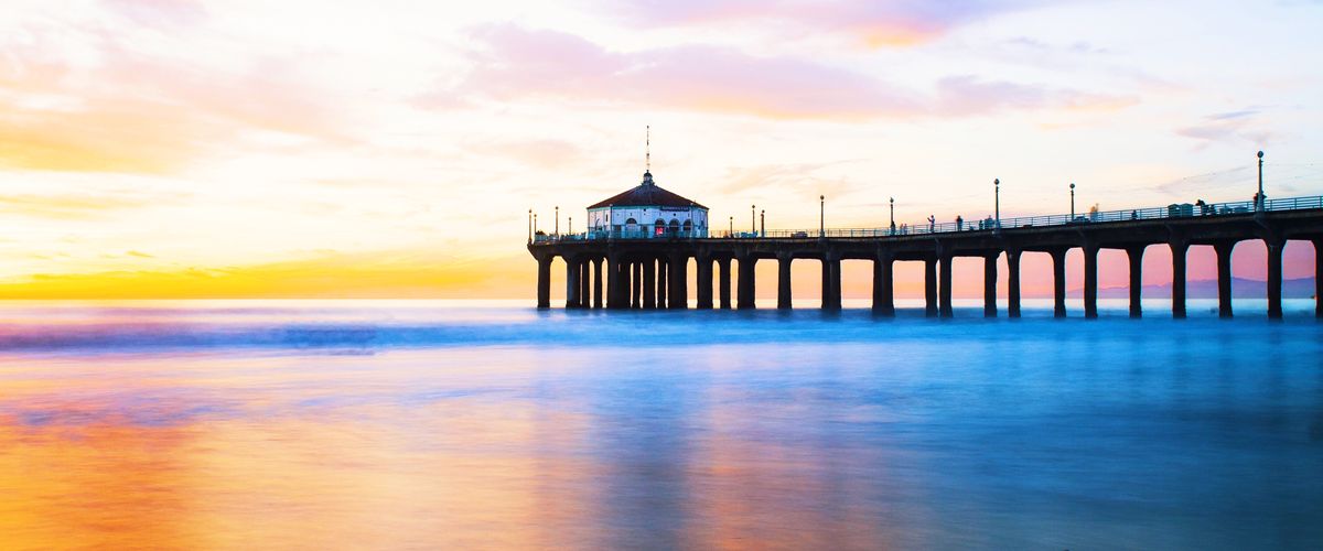 dock at manhattan beach CA at sunset