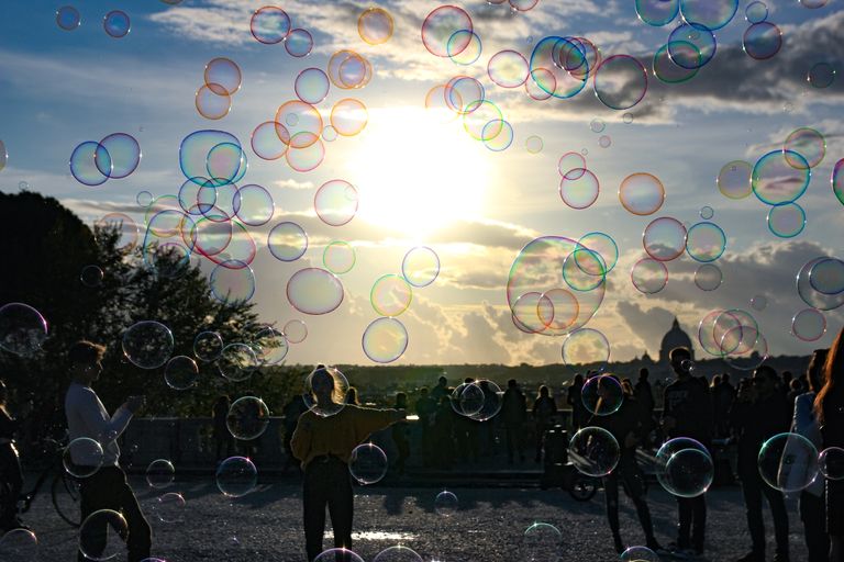 bubbles at dusk in Rome