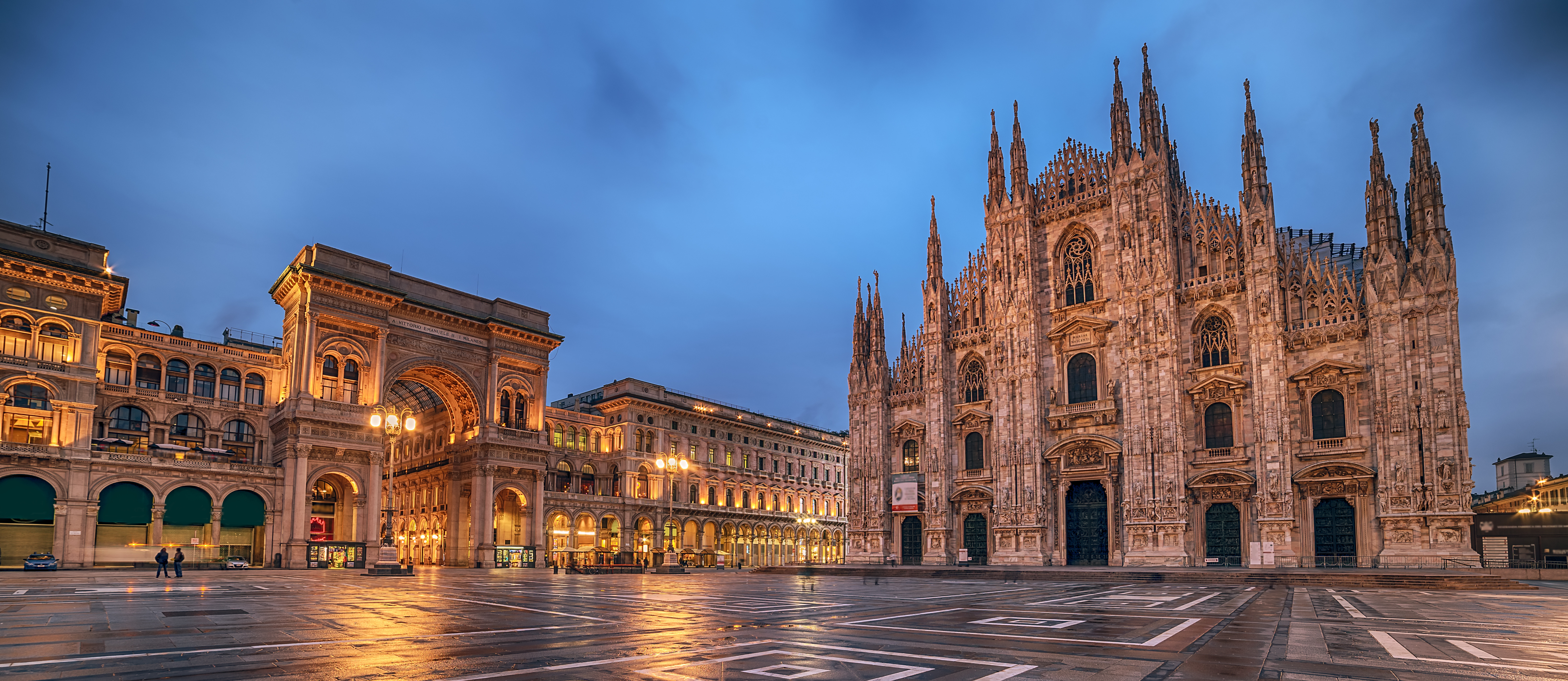 Milan Italy Piazza del Duomo Cathedral Square at dusk