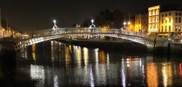 night in dublin bridge over river